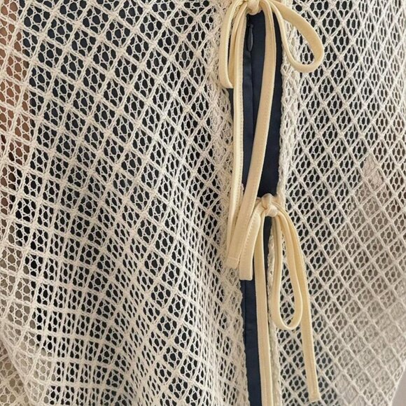 Knitted Hollow Out Top With Ribbon Tie T12 - Picture 5 of 10